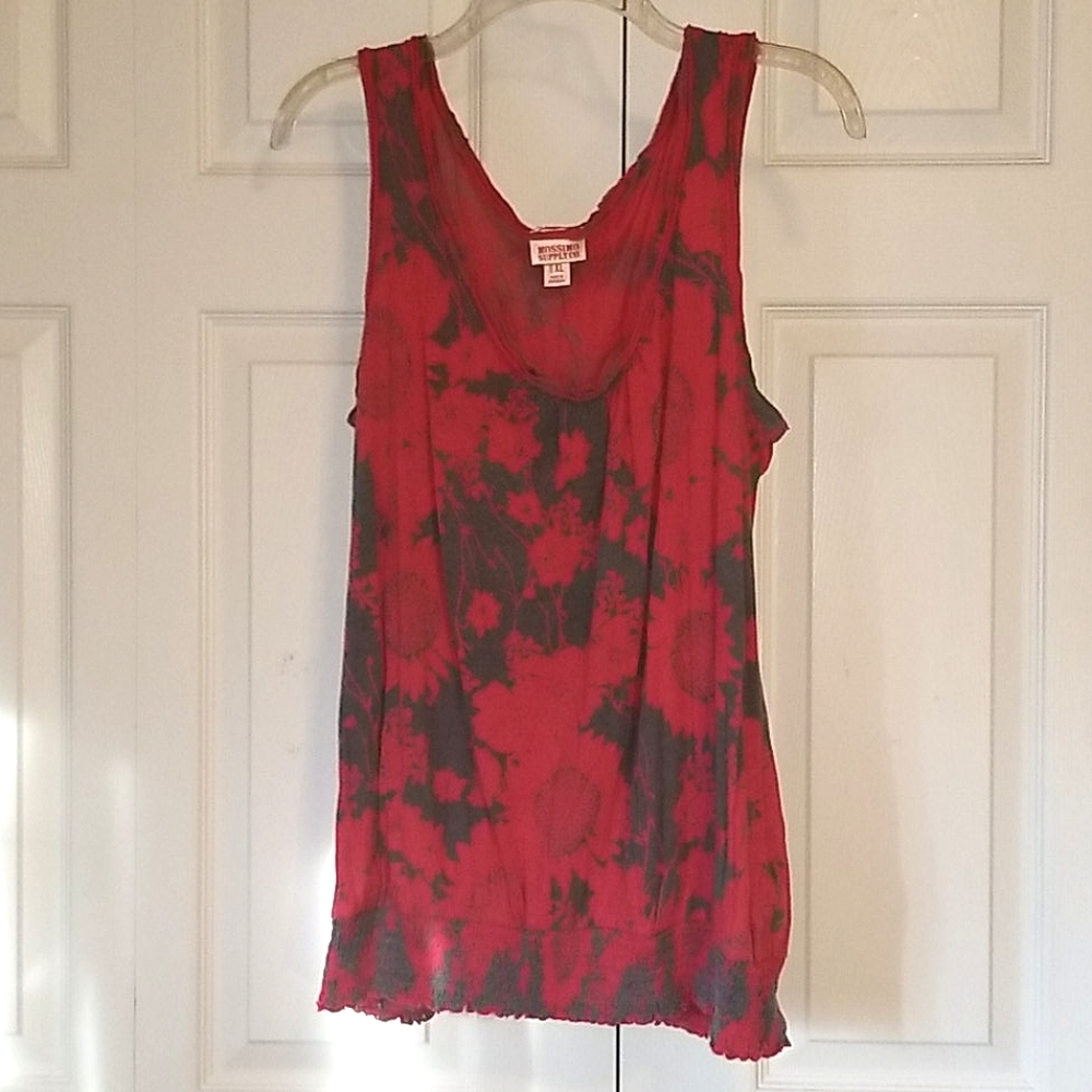 Red orange floral tank top